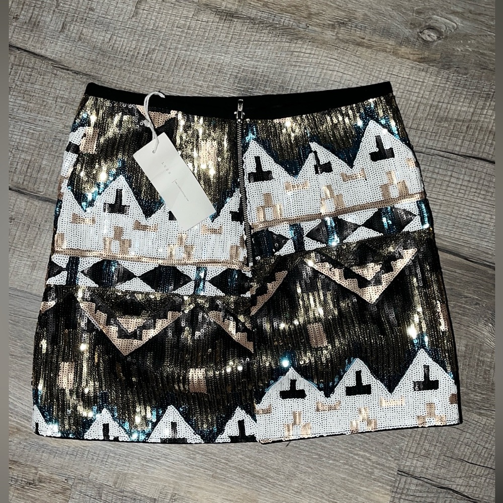 LUSH Sequin Mini Skirt - Geometric Design, Party Wear, NWT